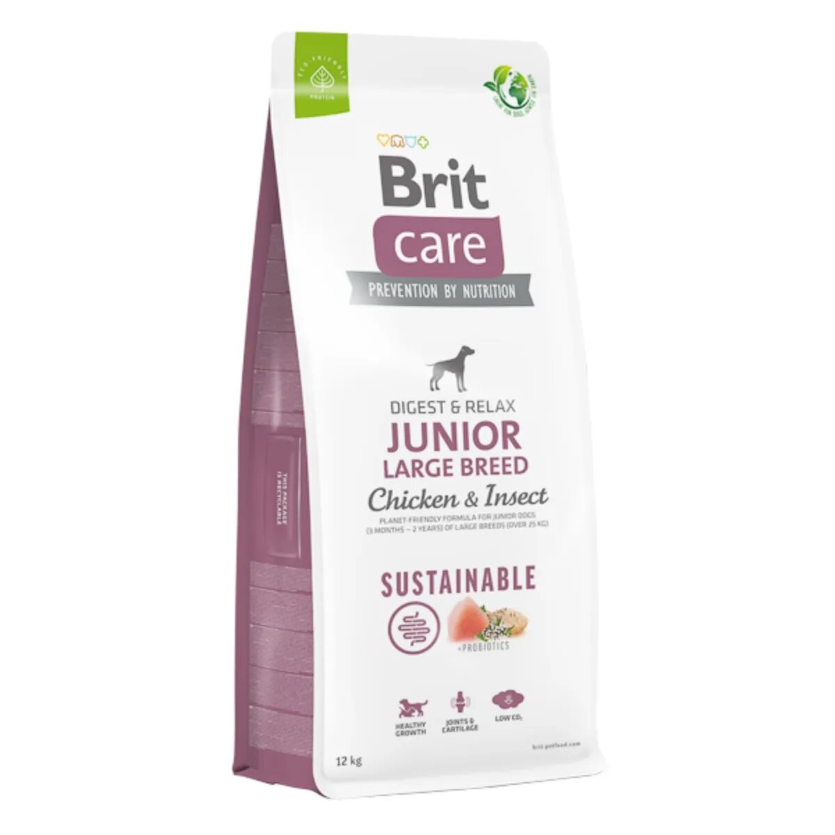 Brit Care Sustainable Digest & Relax L-XL Pui și Insecte hrană uscată câini junior sistem digestiv Care Sustainable Junior Large Breed L-XL Pui și Insecte hrană uscată câini junior sistem digestiv 12kg