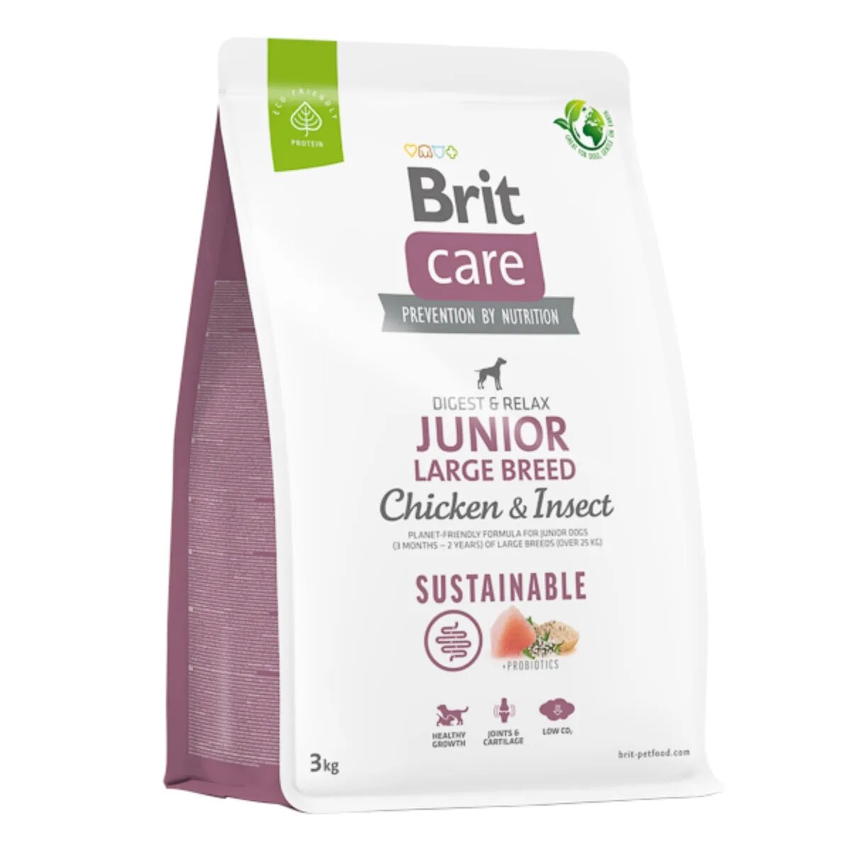 Brit Care Sustainable Digest & Relax L-XL Pui și Insecte hrană uscată câini junior sistem digestiv Care Sustainable Junior Large Breed L-XL Pui și Insecte hrană uscată câini junior sistem digestiv 3kg