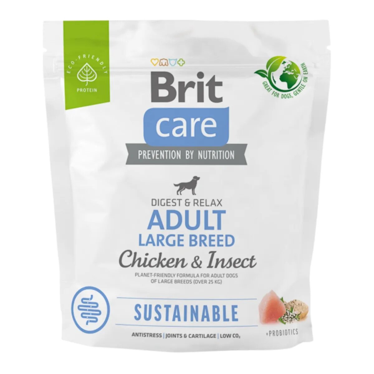 Brit Care Sustainable Digest & Relax L-XL Pui și Insecte hrană uscată câini sistem digestiv Care Sustainable Adult Large Breed L-XL Pui și Insecte hrană uscată câini sistem digestiv 1kg