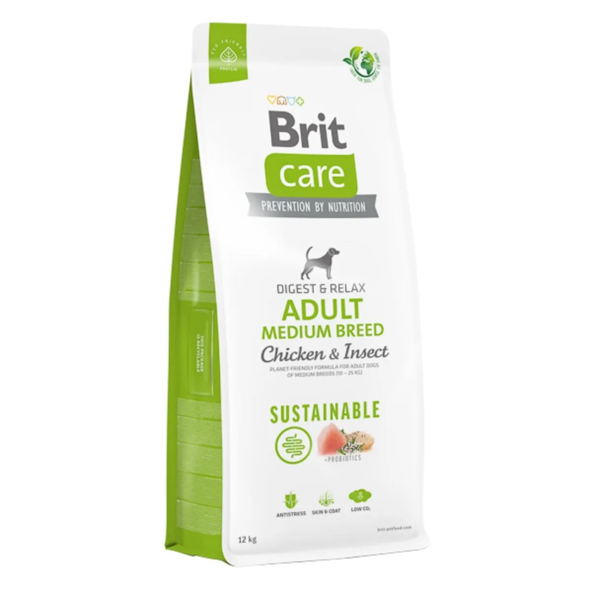 Brit Care Sustainable Digest & Relax M Pui și Insecte hrană uscată câini sistem digestiv Care Sustainable Adult Medium Breed M Pui și Insecte hrană uscată câini sistem digestiv 12kg