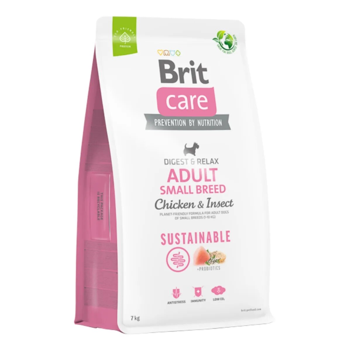 Brit Care Sustainable Digest & Relax XS-S Pui și Insecte hrană uscată câini sistem digestiv Care Sustainable Adult Small Breed XS-S Pui și Insecte hrană uscată câini sistem digestiv 7kg