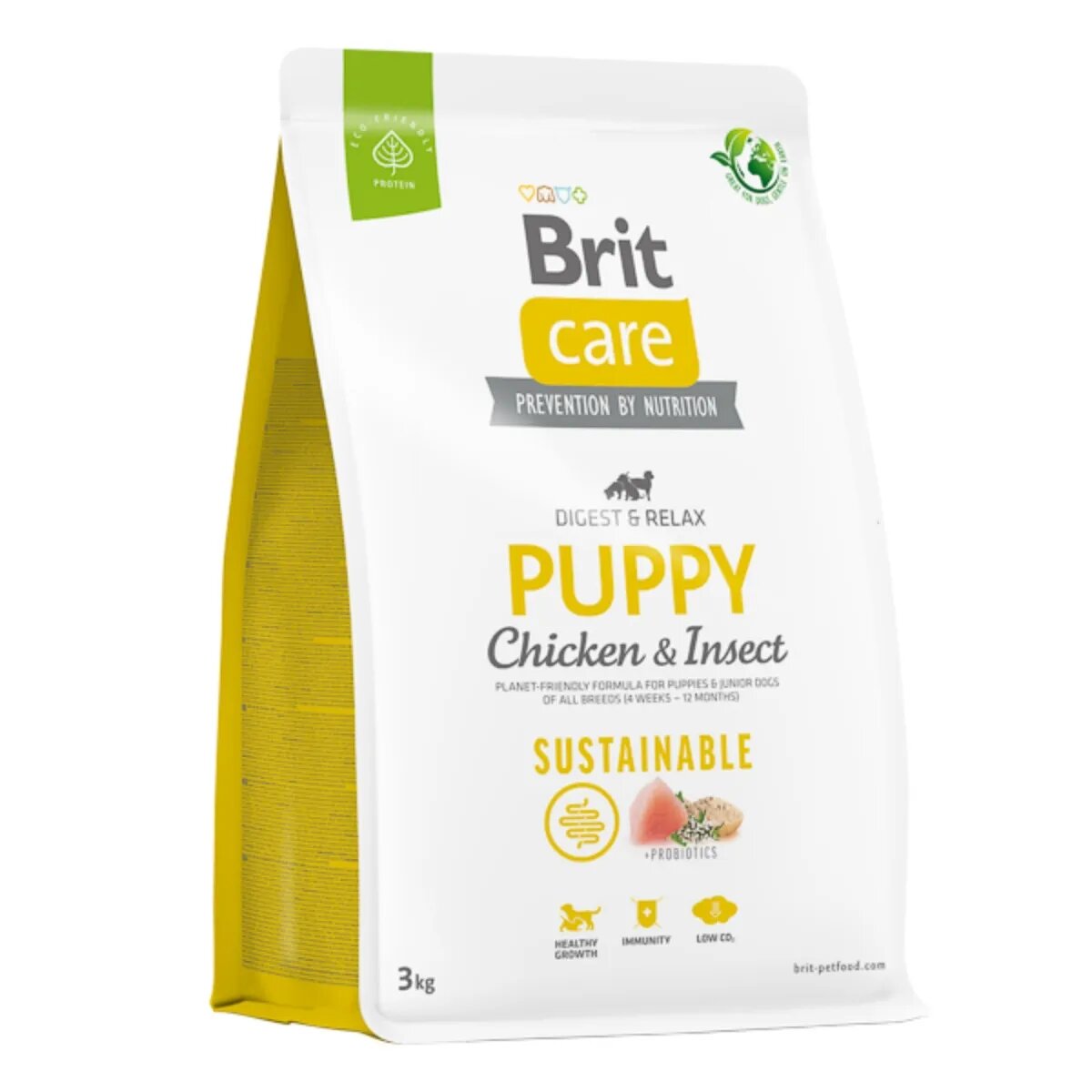 Brit Care Sustainable Digest & Relax XS-XL Pui și Insecte hrană uscată câini junior sistem digestiv Care Sustainable Puppy XS-XL Pui și Insecte hrană uscată câini junior sistem digestiv 3kg