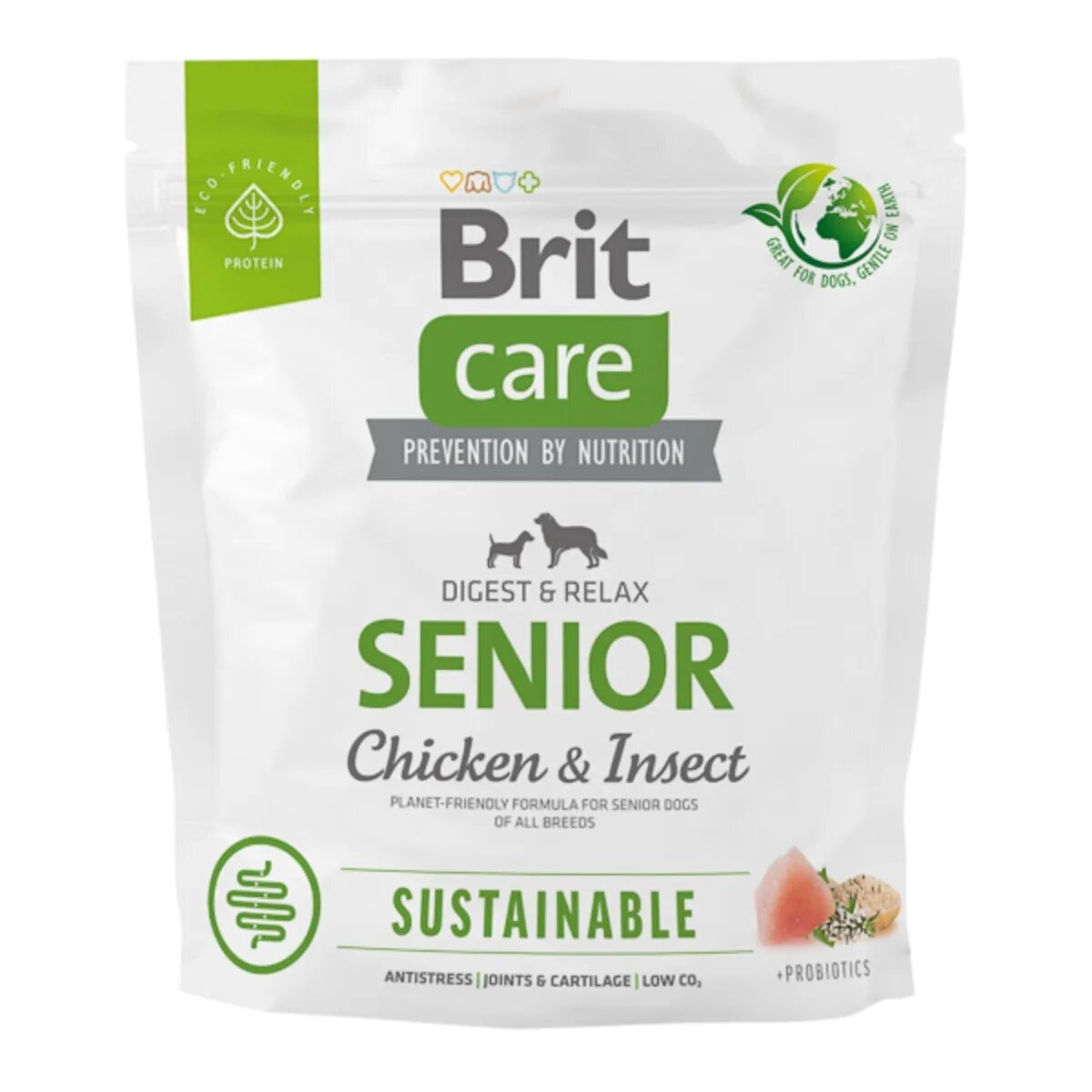 Brit Care Sustainable Digest & Relax XS-XL Pui și Insecte hrană uscată câini senior sistem digestiv Care Sustainable Senior XS-XL Pui și Insecte hrană uscată câini senior sistem digestiv 1kg
