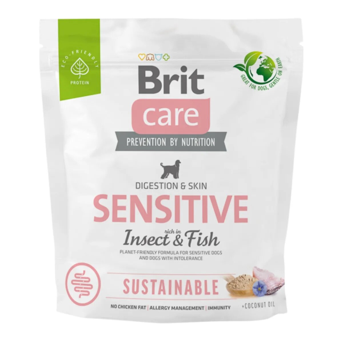 Brit Care Sustainable Sensitive XS-XL Insecte și Pește hrană uscată câini piele & blană sistem digestiv 1kg