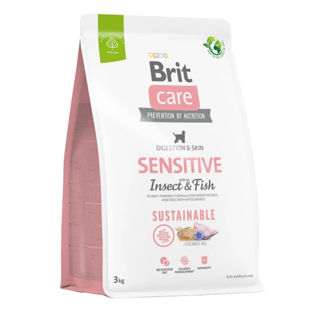 Brit Care Sustainable Sensitive XS-XL Insecte și Pește hrană uscată câini piele & blană sistem digestiv 3kg