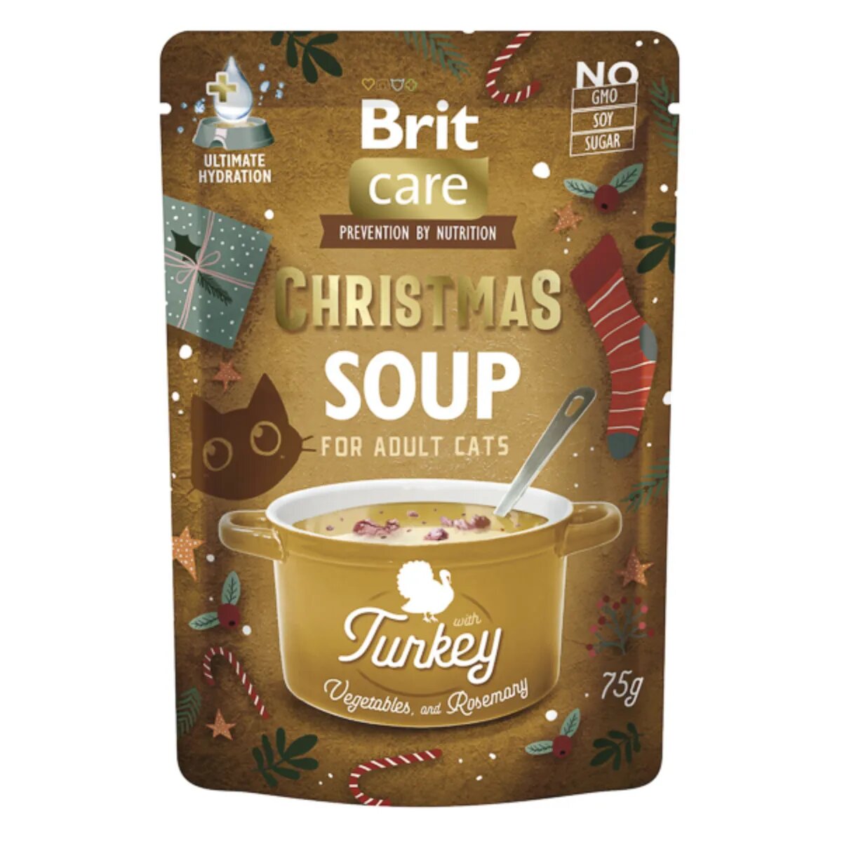 Brit Christmas Soup Curcan plic hrană umedă fără cereale pisici (topping) 75g