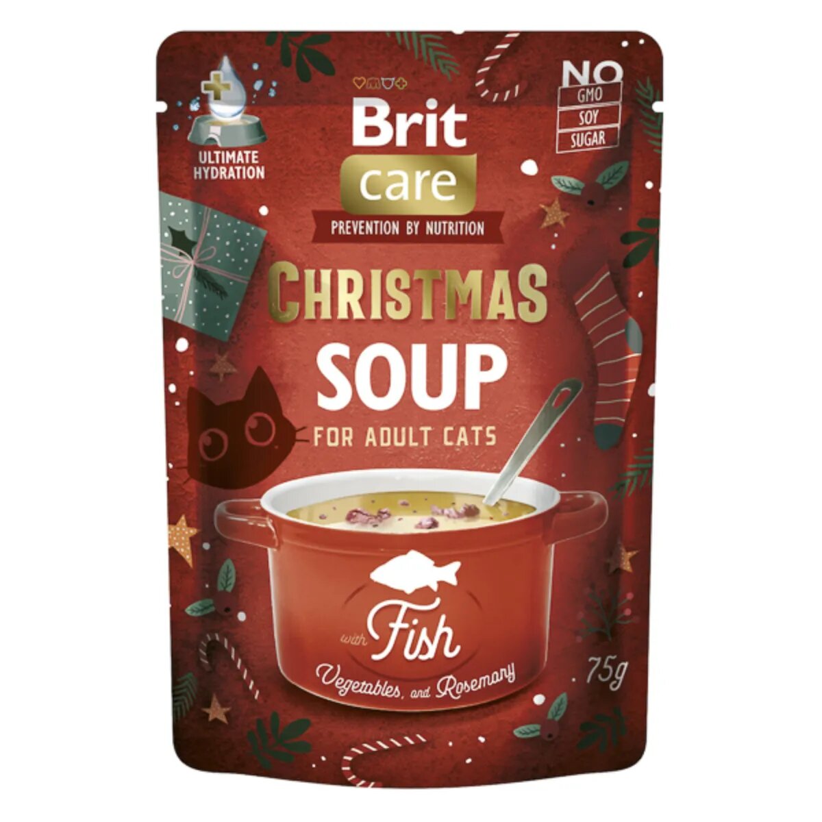 Brit Christmas Soup Pește plic hrană umedă fără cereale pisici (topping) 75g