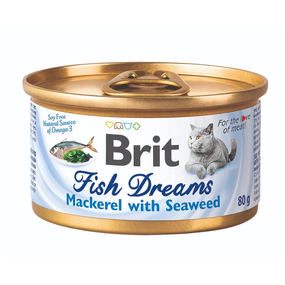 Brit Fish Dreams Macrou cu Alge conservă hrană umedă pisici (în suc propriu) 80g