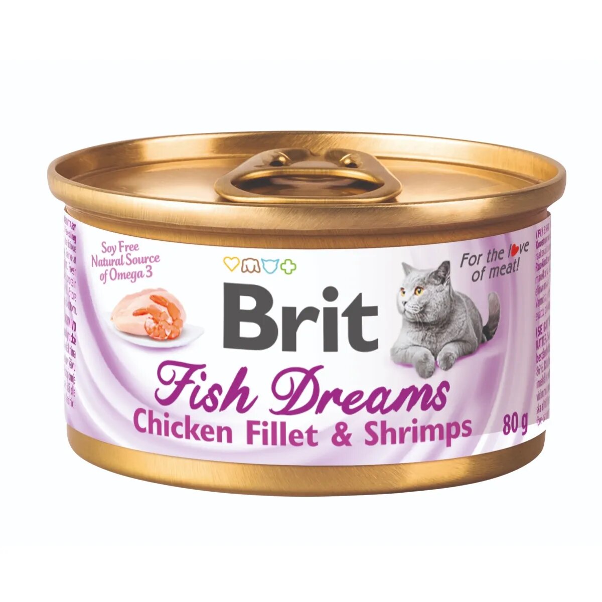Brit Fish Dreams Pui și Creveți conservă hrană umedă pisici (în suc propriu) 80g