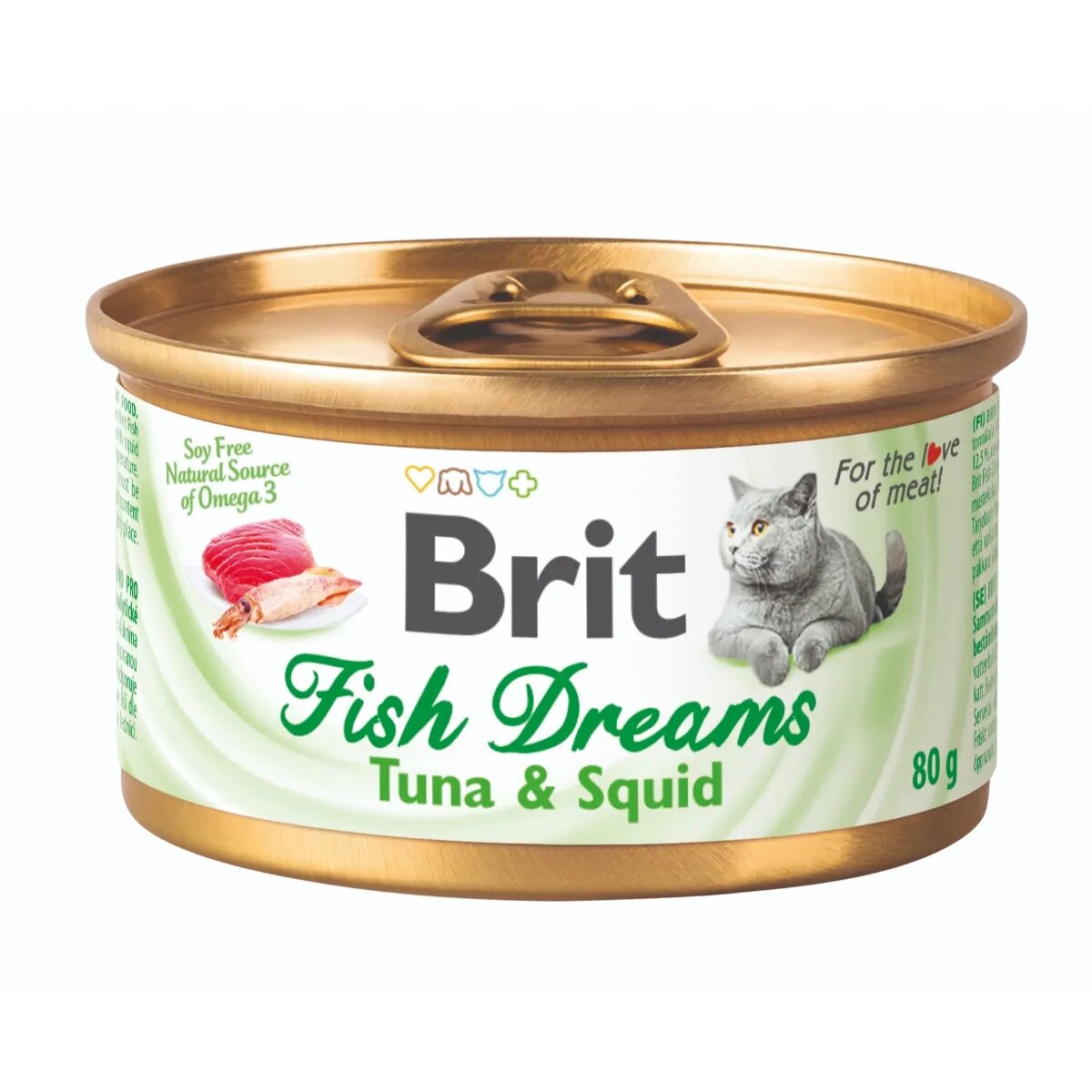 Brit Fish Dreams Ton și Calamar conservă hrană umedă pisici (în suc propriu) 80g