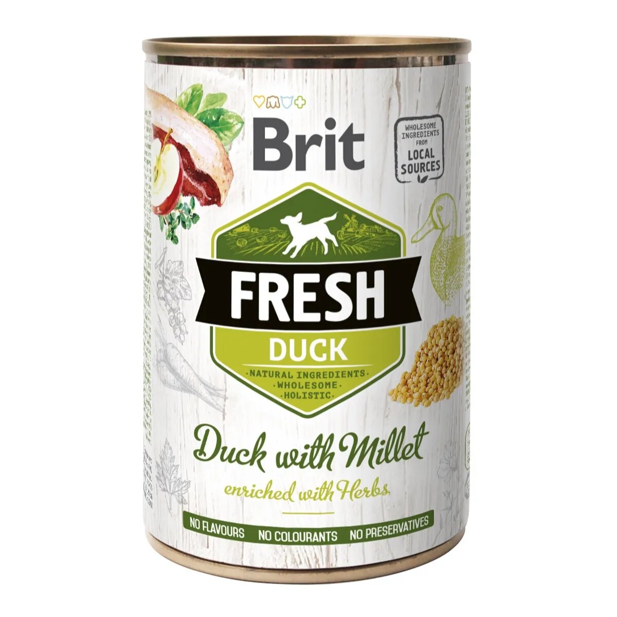Brit Fresh Rață cu Mei conservă hrană umedă fără cereale câini (în aspic) 400g