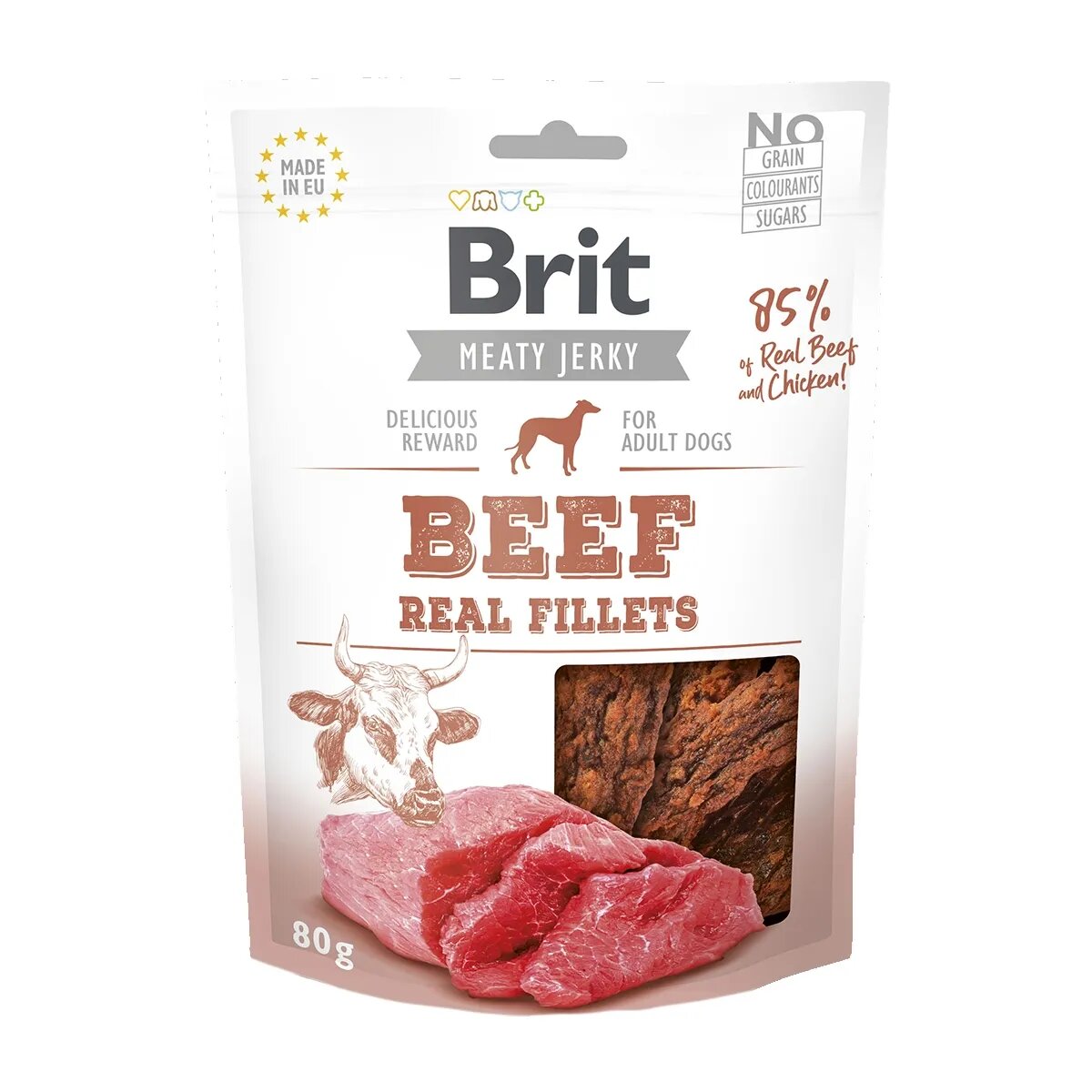 Brit Jerky Beef Fillets recompense câini File deshidratat Vită 80 g