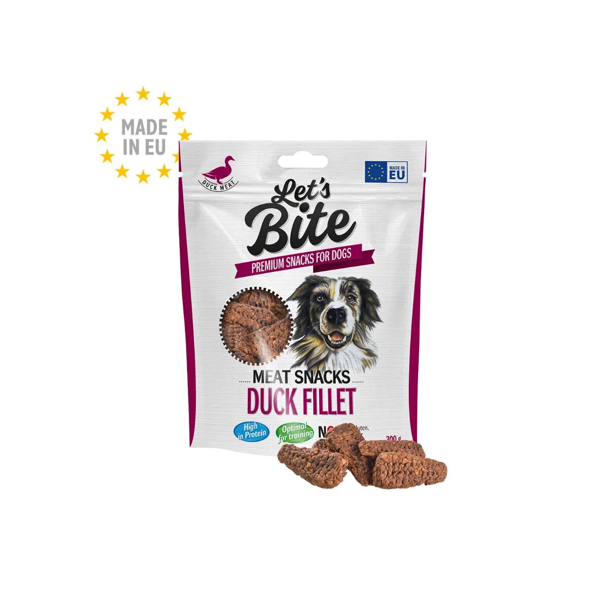 Brit Let's Bite Meat Snacks Duck Fillet XS-XL Rață punguță resigilabil recompense fără cereale câini Let's Bite Meat Snacks Duck Fillet XS-XL Rață punguță recompense fără cereale câini 300g