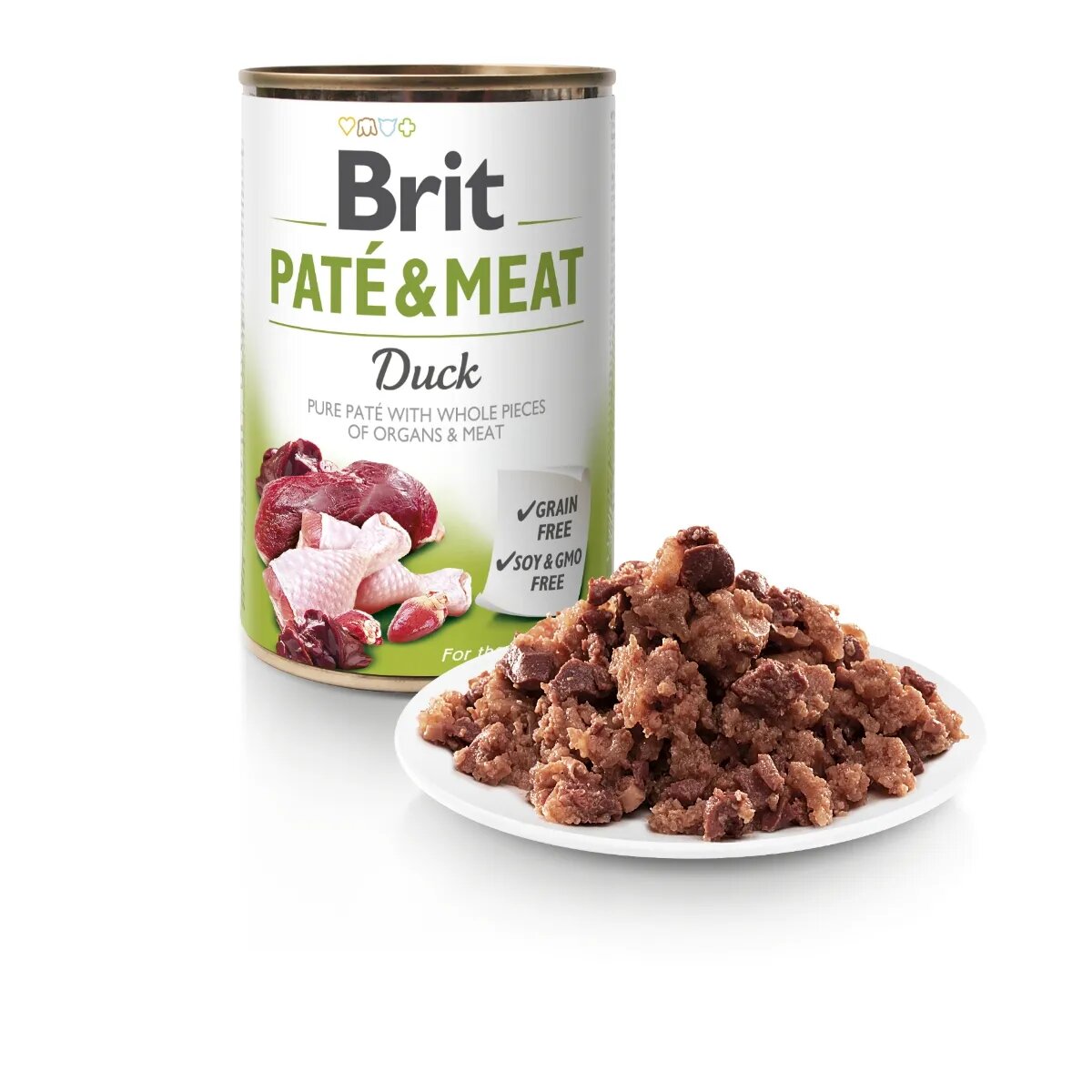 Brit Pate & Meat Rață conservă hrană umedă fără cereale câini (pate cu bucăți de carne) 400g