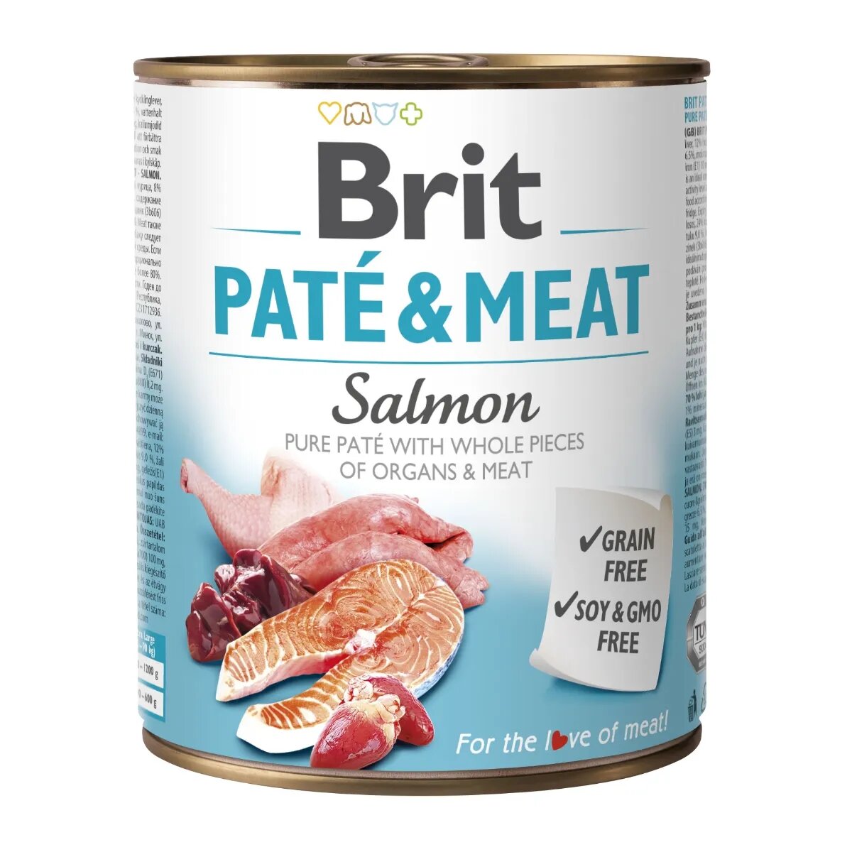 Brit Pate & Meat Somon conservă hrană umedă fără cereale câini (pate cu bucăți de carne) 800g