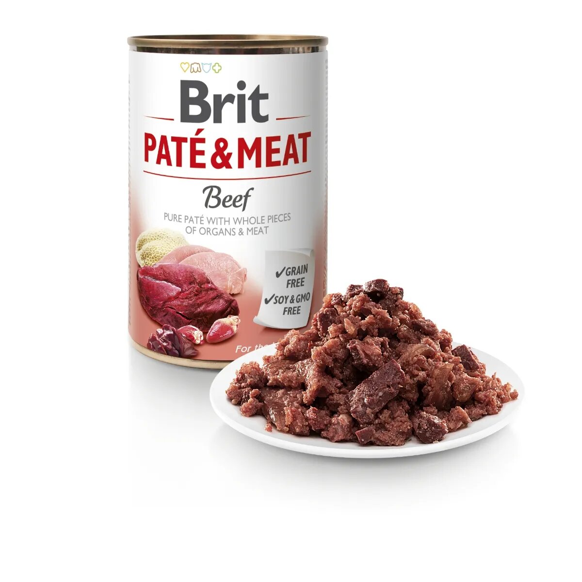 Brit Pate & Meat Vită conservă hrană umedă fără cereale câini (pate cu bucăți de carne) 800g