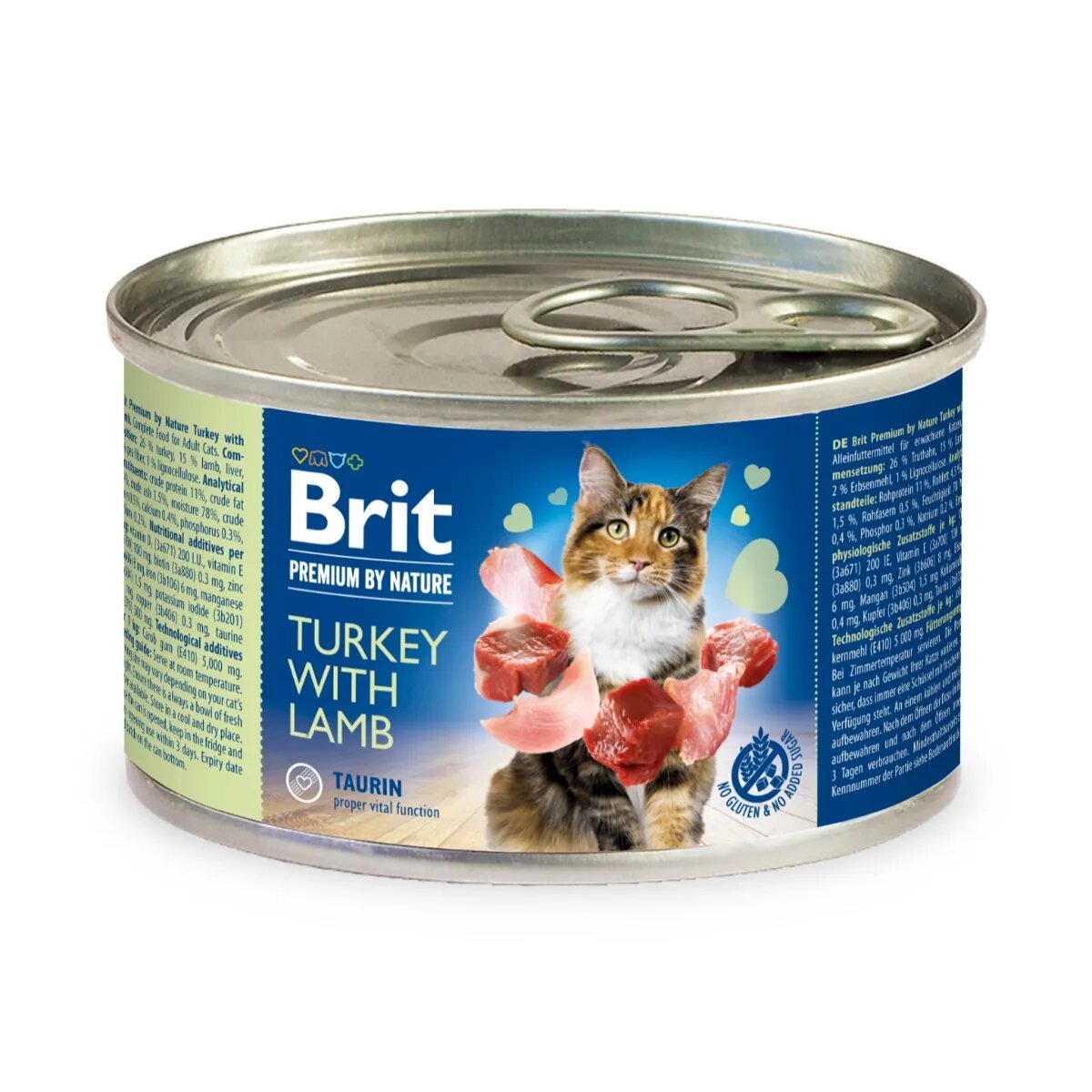 Brit Premium By Nature Curcan și Miel conservă hrană umedă fără cereale pisici (pate) 200g