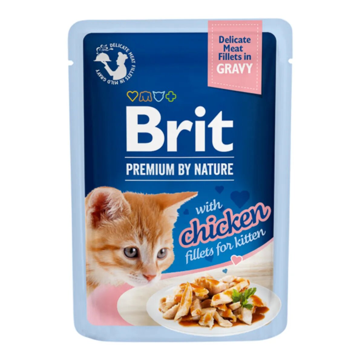 Brit Premium by Nature Delicate Kitten Pui plic hrană umedă pisici junior (în sos) 85g