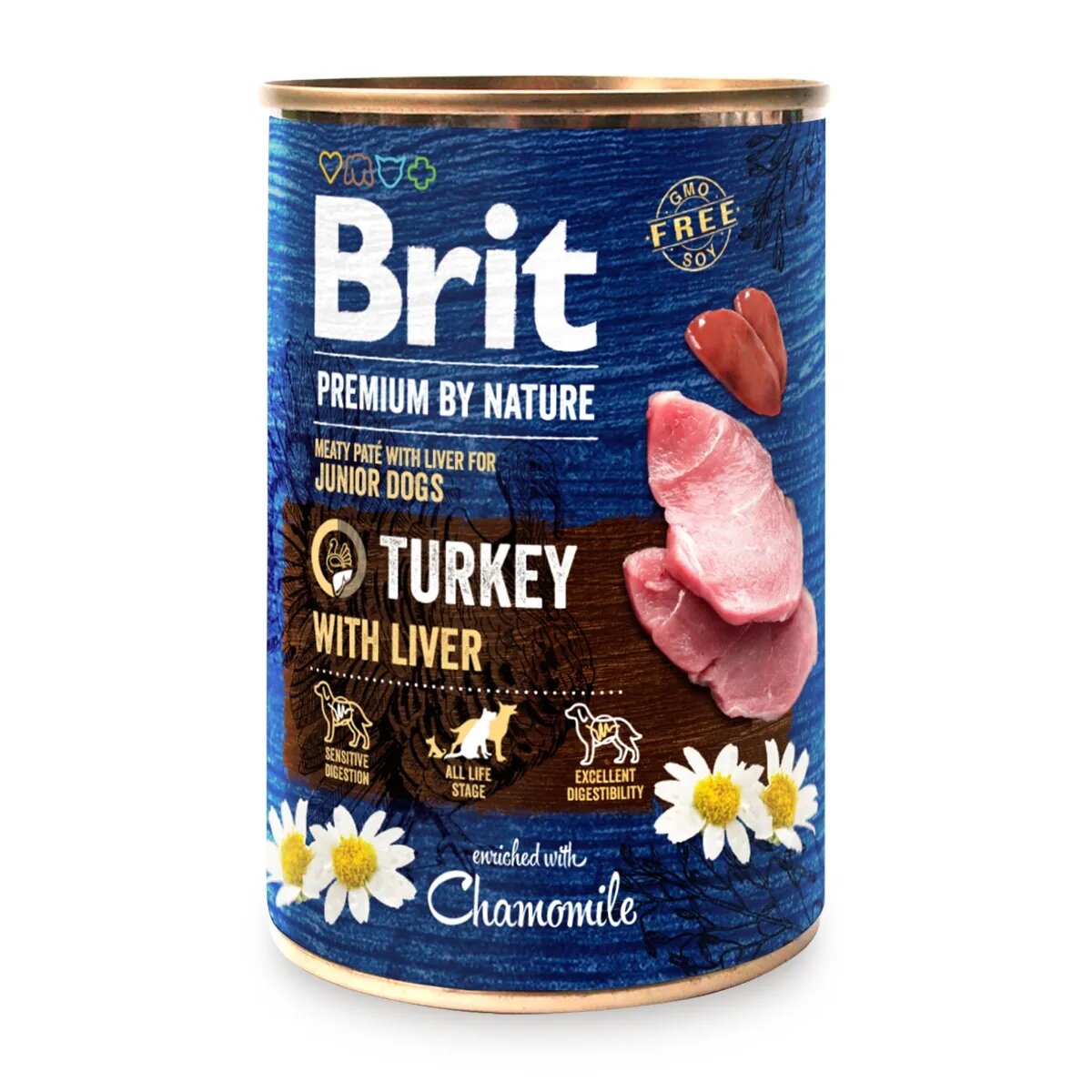 Brit Premium By Nature Junior Curcan și Ficat conservă hrană umedă fără cereale câini (pate) 800g
