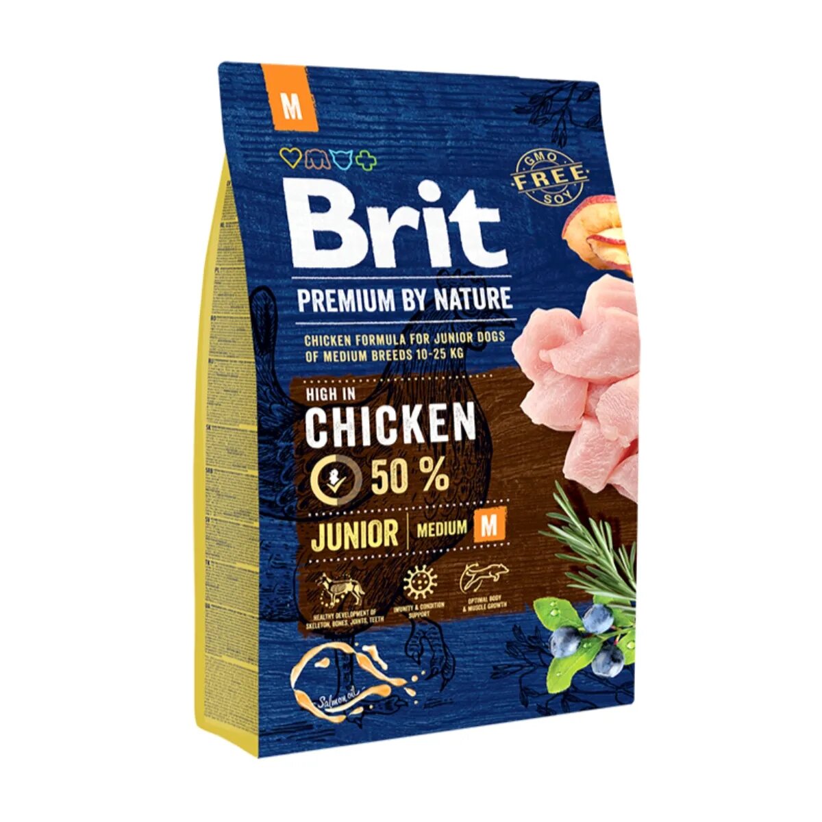 Brit Premium By Nature Junior Medium Breed M Pui hrană uscată câini junior 3kg