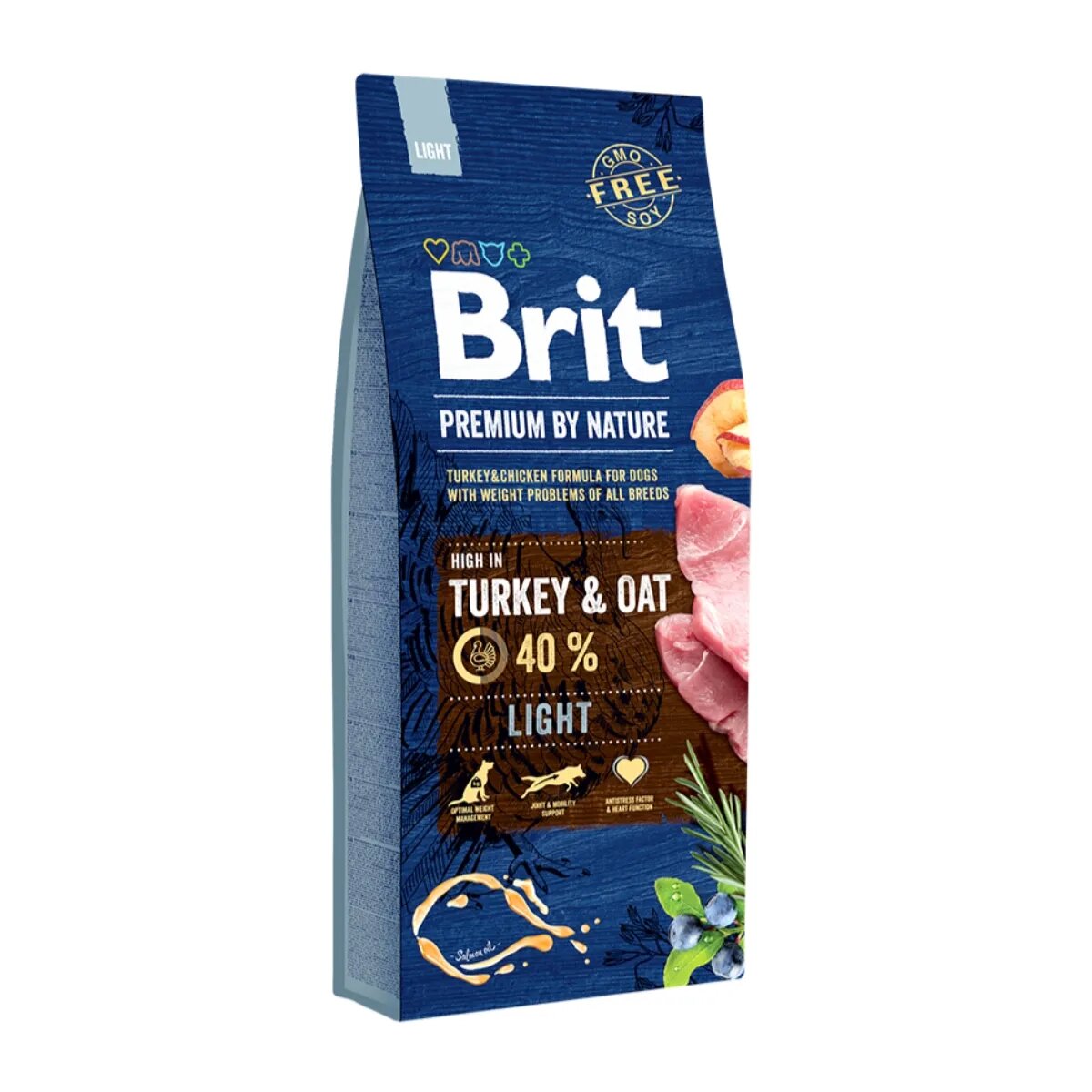 Brit Premium By Nature Light Curcan cu Ovăz hrană uscată câini managementul greutății 15kg