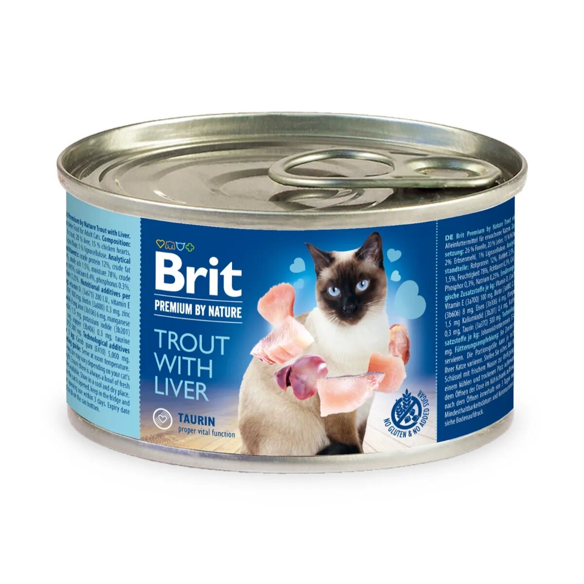 Brit Premium By Nature Păstrăv și Ficat conservă hrană umedă fără cereale pisici (pate) 200g