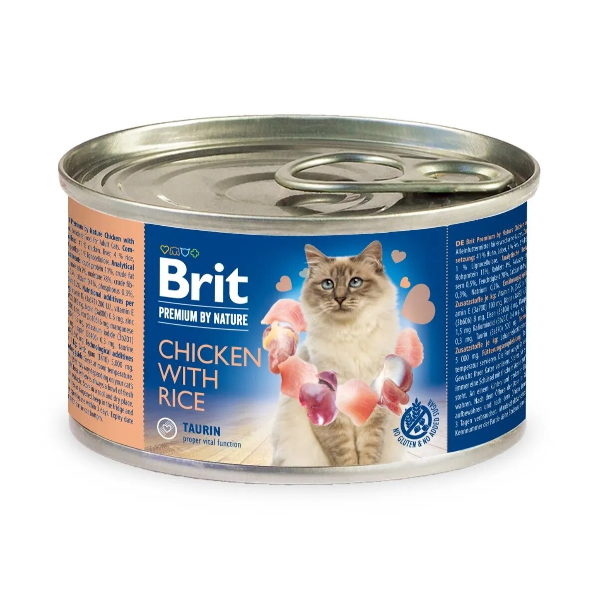 Brit Premium By Nature Pui cu Orez conservă hrană umedă monoproteică conținut redus cereale pisici (pate) 200g