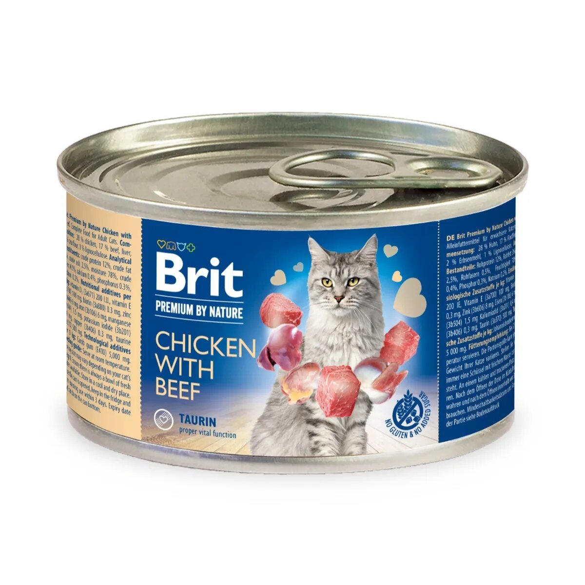 Brit Premium By Nature Pui și Vită conservă hrană umedă fără cereale pisici (pate) 200g