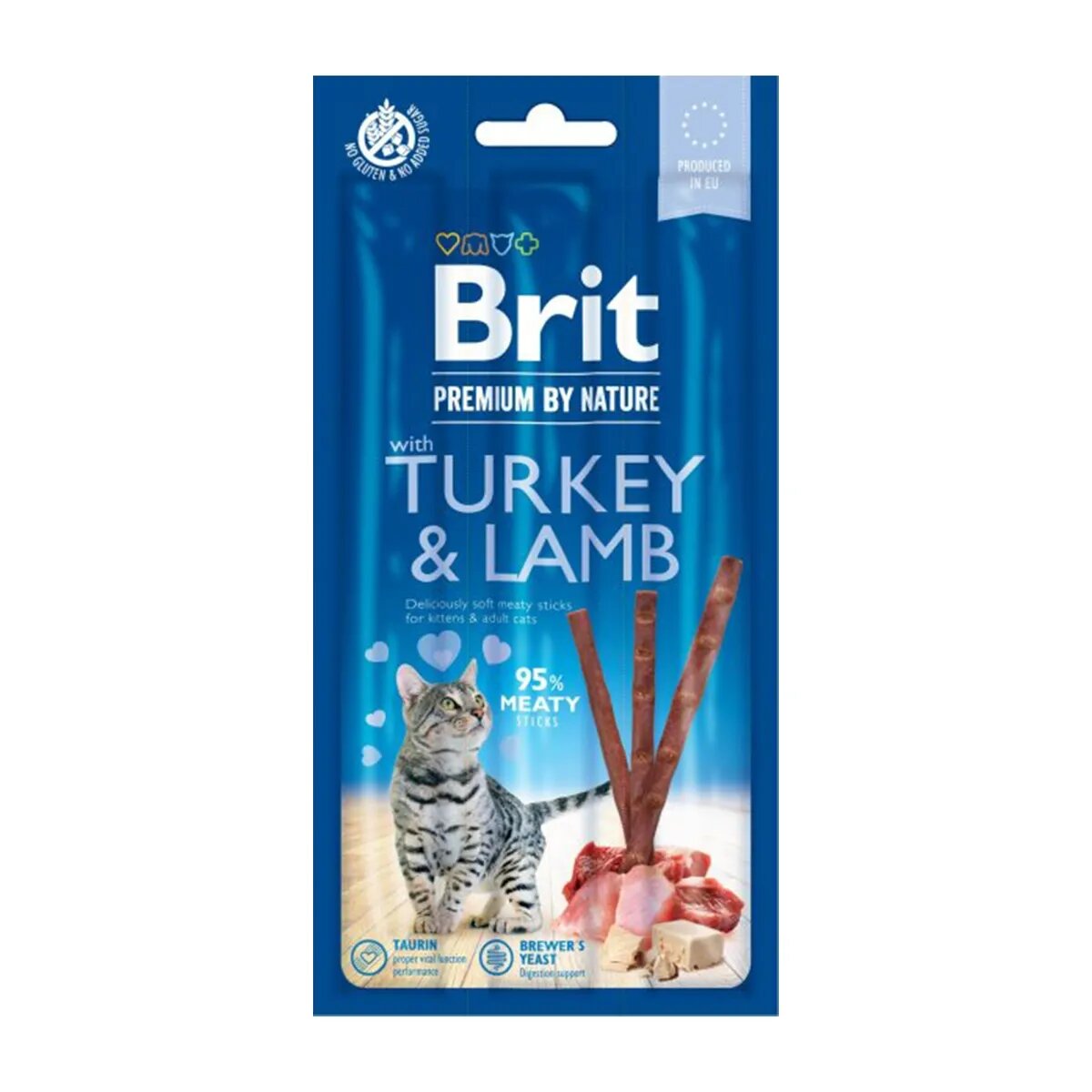 Brit Premium By Nature recompense fără cereale pisici batoane Curcan și Miel 3buc