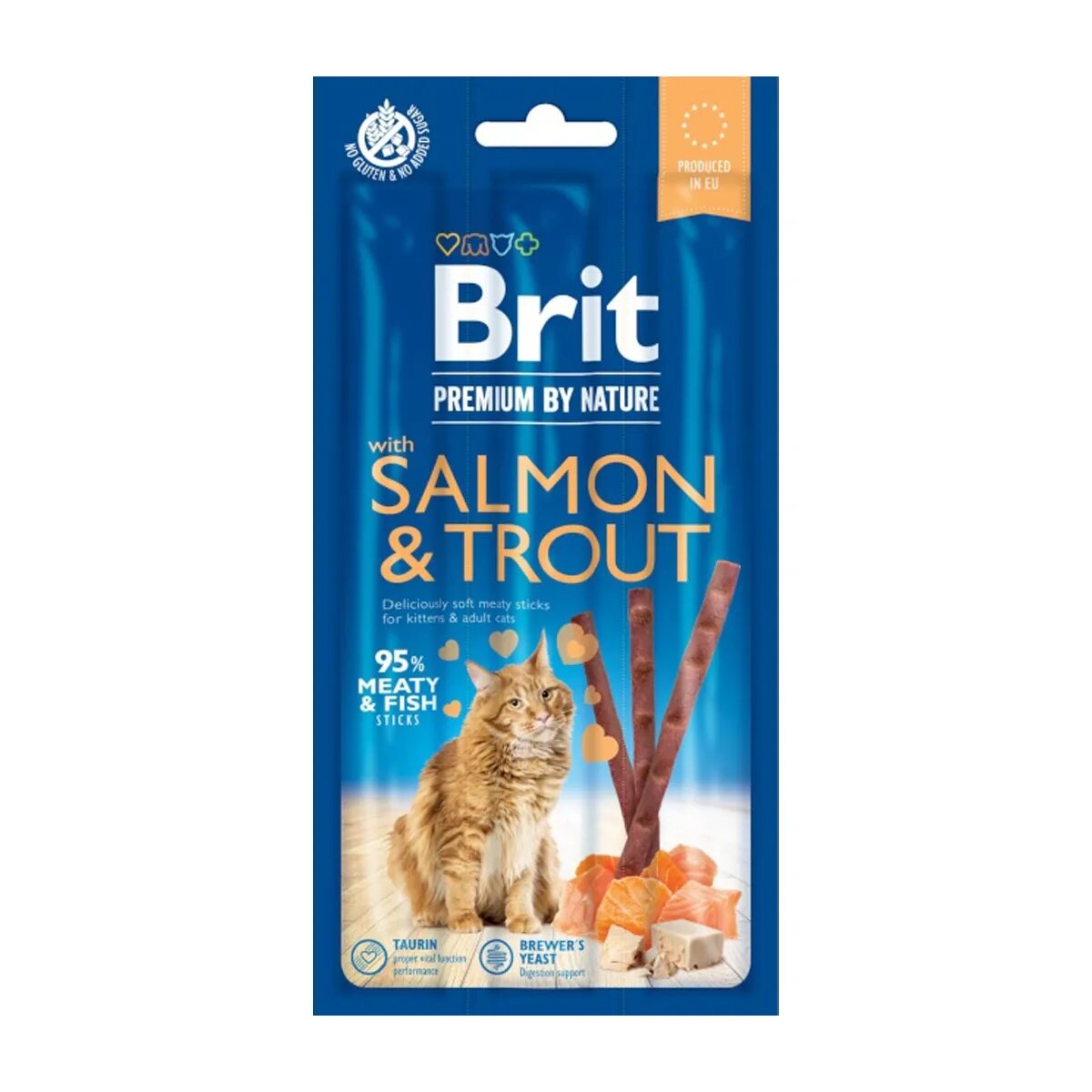Brit Premium By Nature recompense fără cereale pisici batoane Somon și Păstrăv 3buc