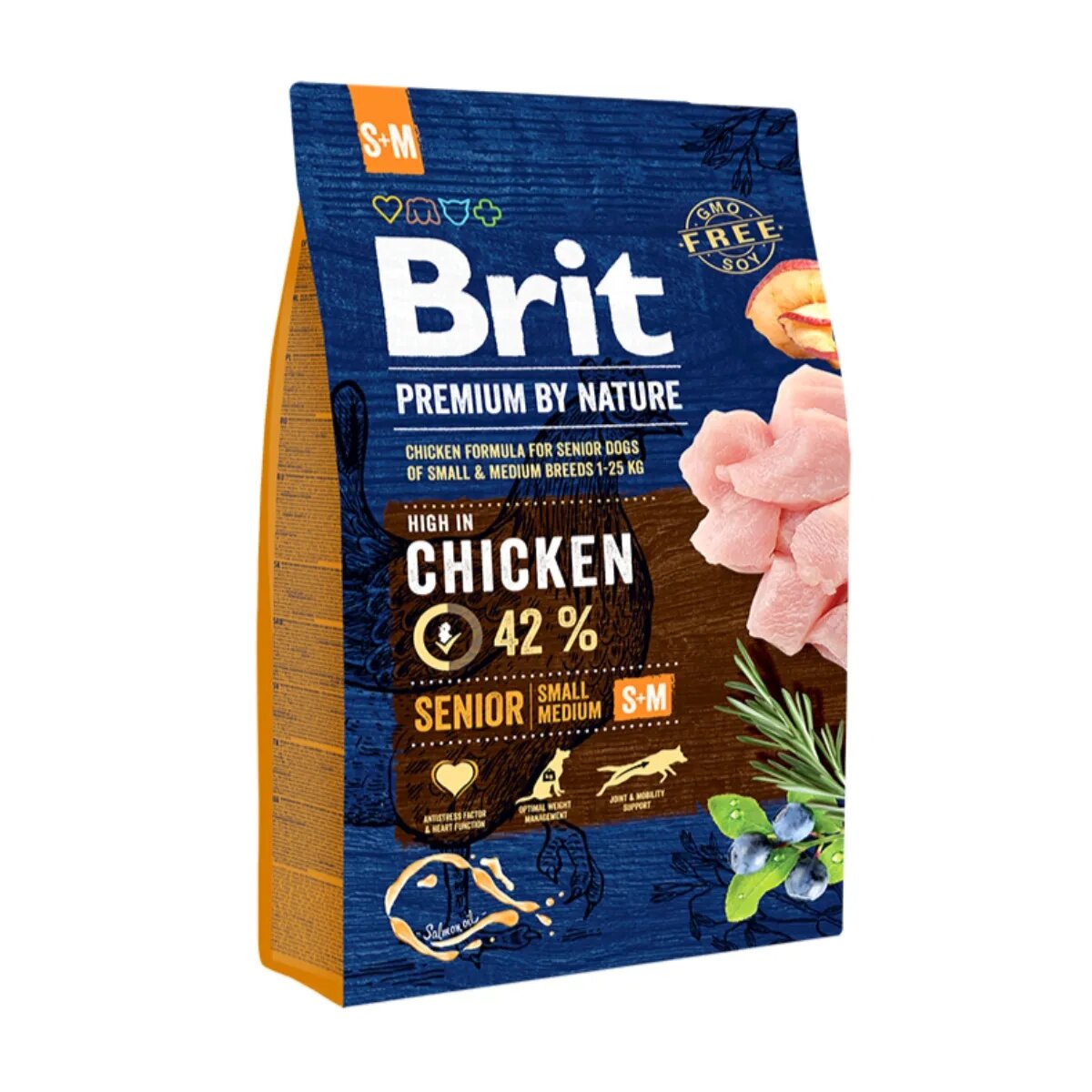 Brit Premium By Nature Senior Small and Medium Breed S-M Pui hrană uscată câini senior 3kg