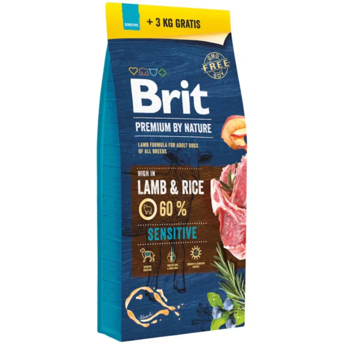 Brit Premium By Nature Sensitive Miel hrană uscată câini sensibilitați digestive 15kg + 3kg GRATUIT
