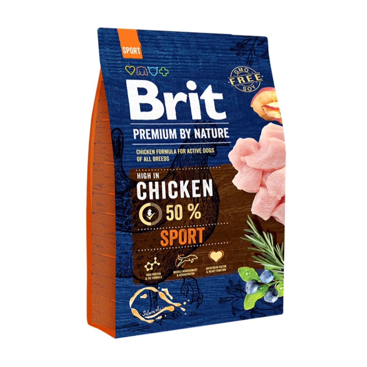 Brit Premium By Nature Sport Pui hrană uscată câini activitate intensă 3kg