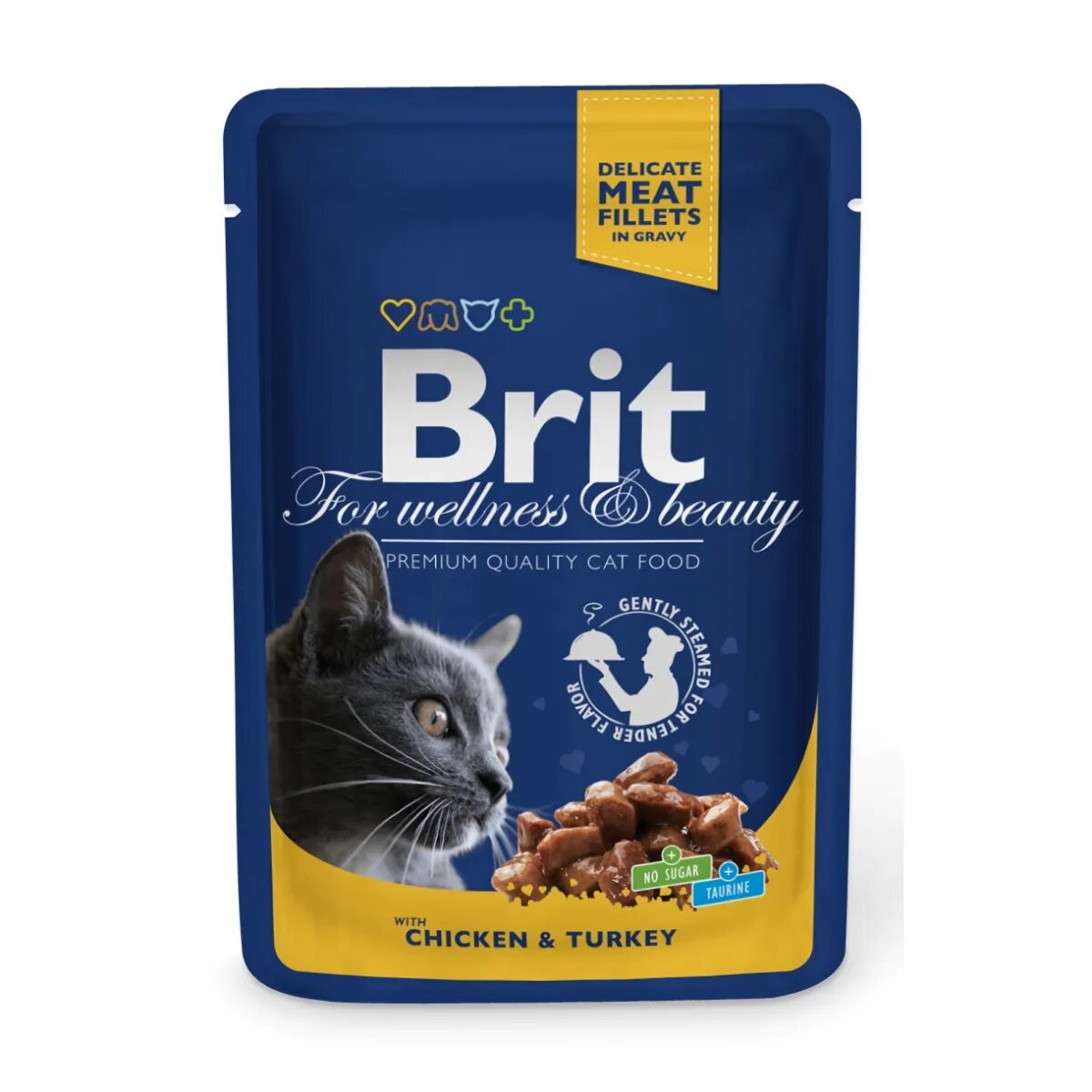 Brit Premium Pui și Curcan plic hrană umedă pisici (în sos) 100g