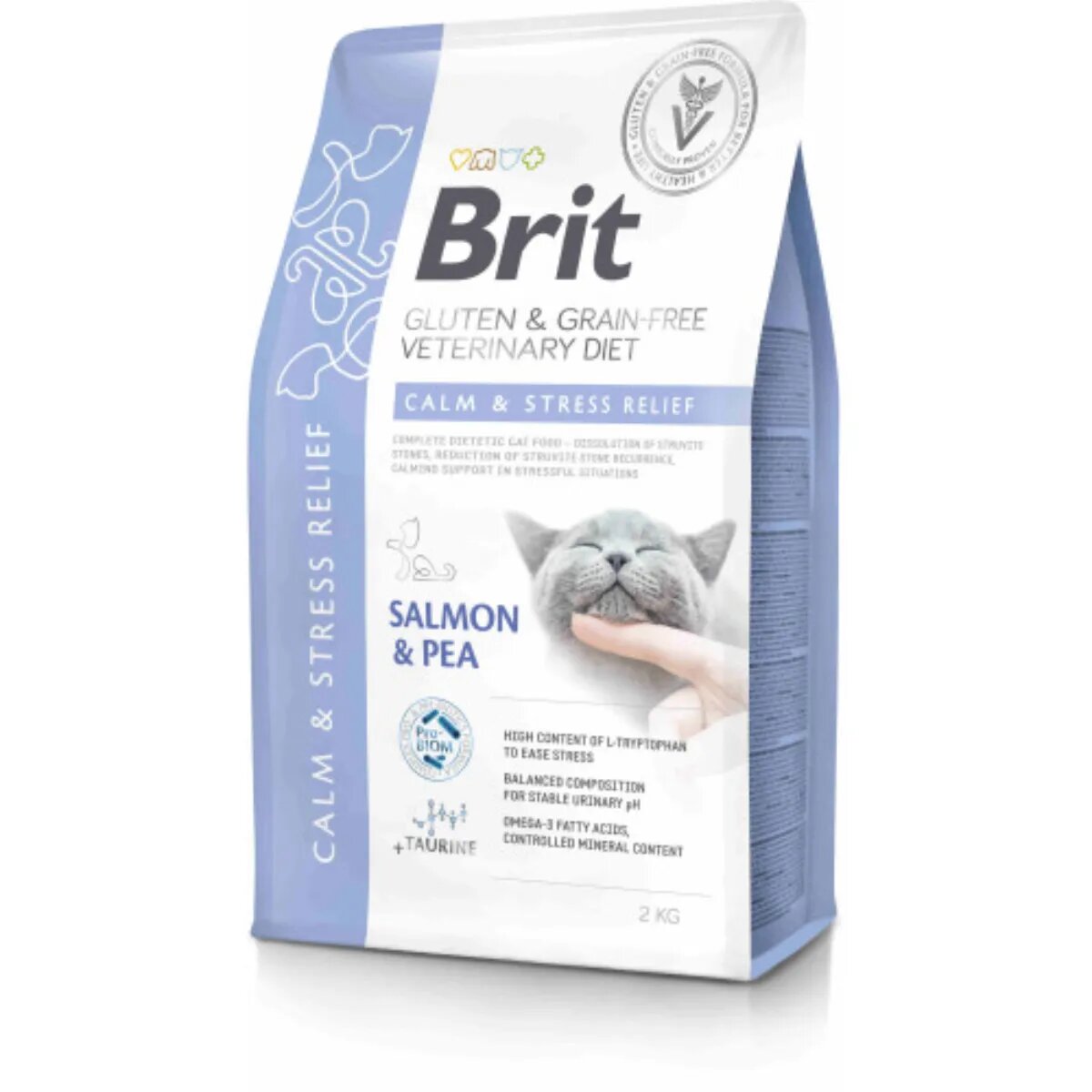 Brit Veterinary Diets BRIT VD Calm & Stress Relief Somon dietă veterinară hrană uscată fără cereale pisici sistem nervos & calmante 2kg