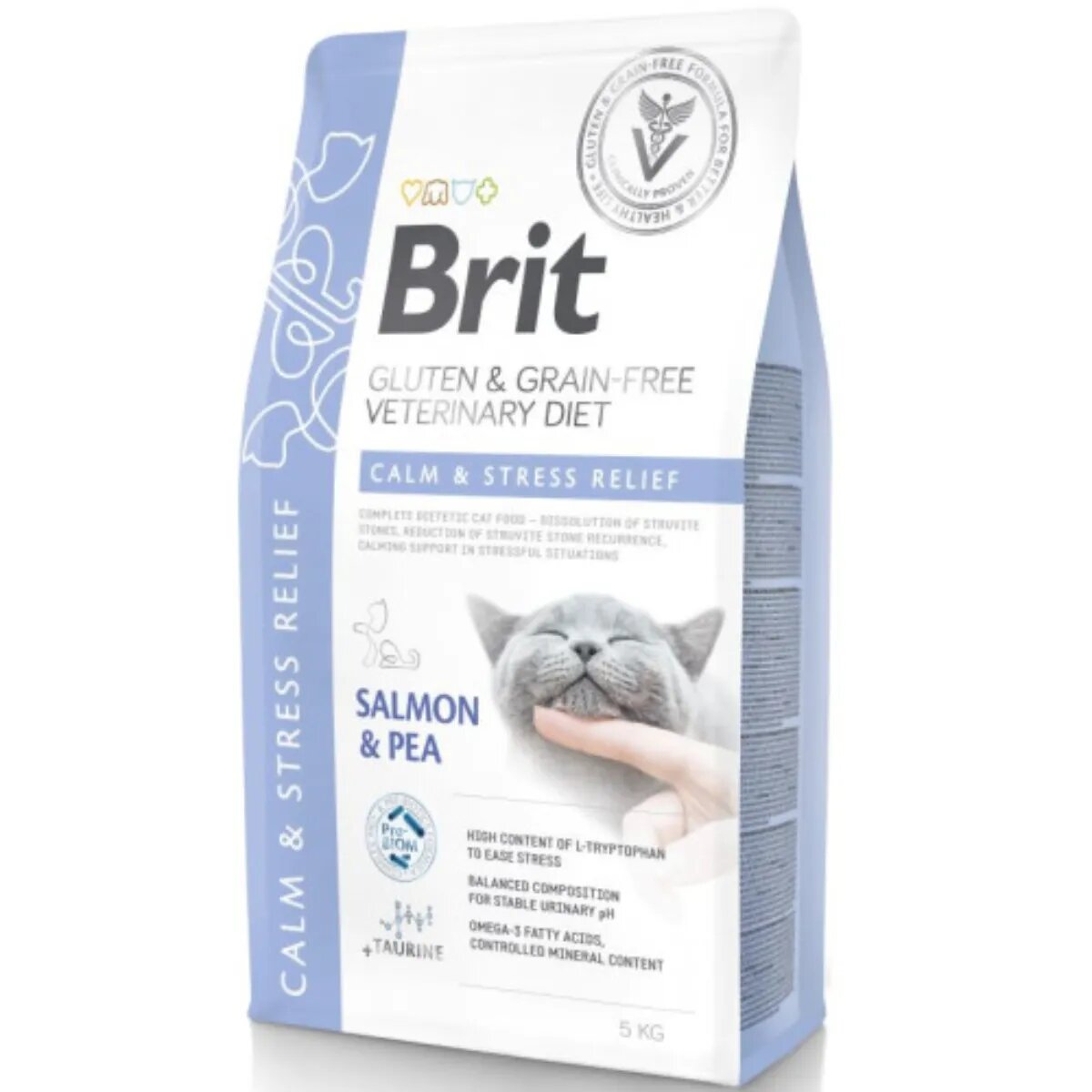 Brit Veterinary Diets BRIT VD Calm & Stress Relief Somon dietă veterinară hrană uscată fără cereale pisici sistem nervos & calmante 5kg