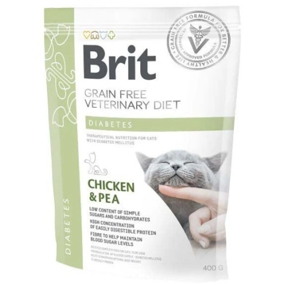 Brit Veterinary Diets BRIT VD Diabetes Pui dietă veterinară hrană uscată fără cereale pisici diabet 400g