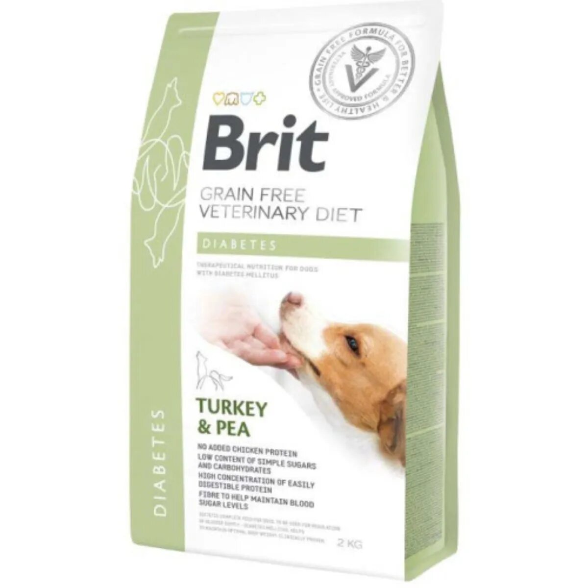 Brit Veterinary Diets BRIT VD Diabetes XS-XL Curcan dietă veterinară hrană uscată fără cereale câini diabet 2kg