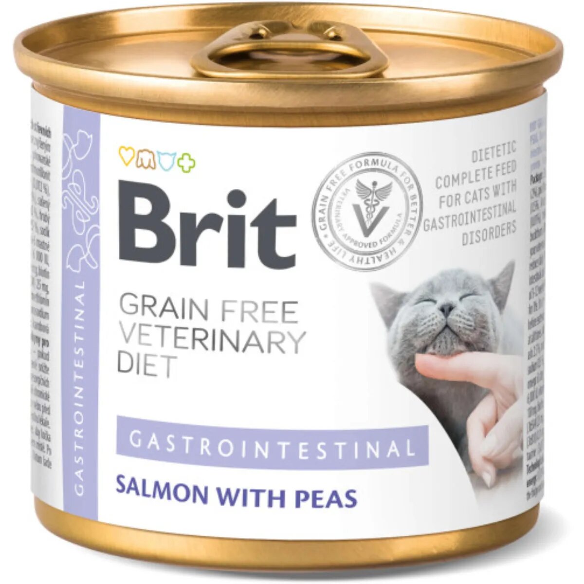 Brit Veterinary Diets BRIT VD Gastrointestinal Somon dietă veterinară conservă hrană umedă fără cereale pisici sistem digestiv (în aspic) 200g