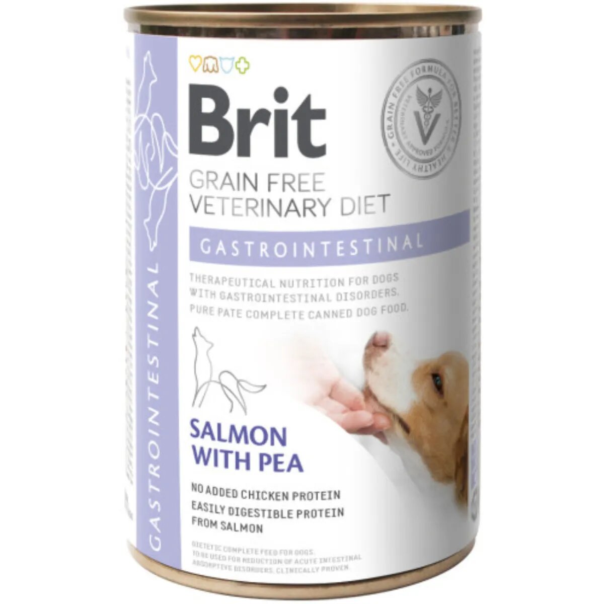 Brit Veterinary Diets BRIT VD Gastrointestinal XS-XL Somon dietă veterinară conservă hrană umedă fără cereale câini sistem digestiv (în aspic) 400g