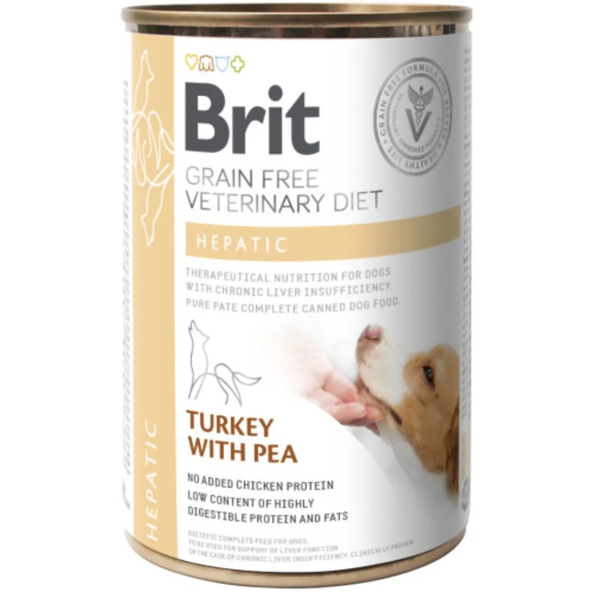 Brit Veterinary Diets BRIT VD Hepatic XS-XL Curcan dietă veterinară conservă hrană umedă fără cereale câini sistem hepatic (în aspic) 400g