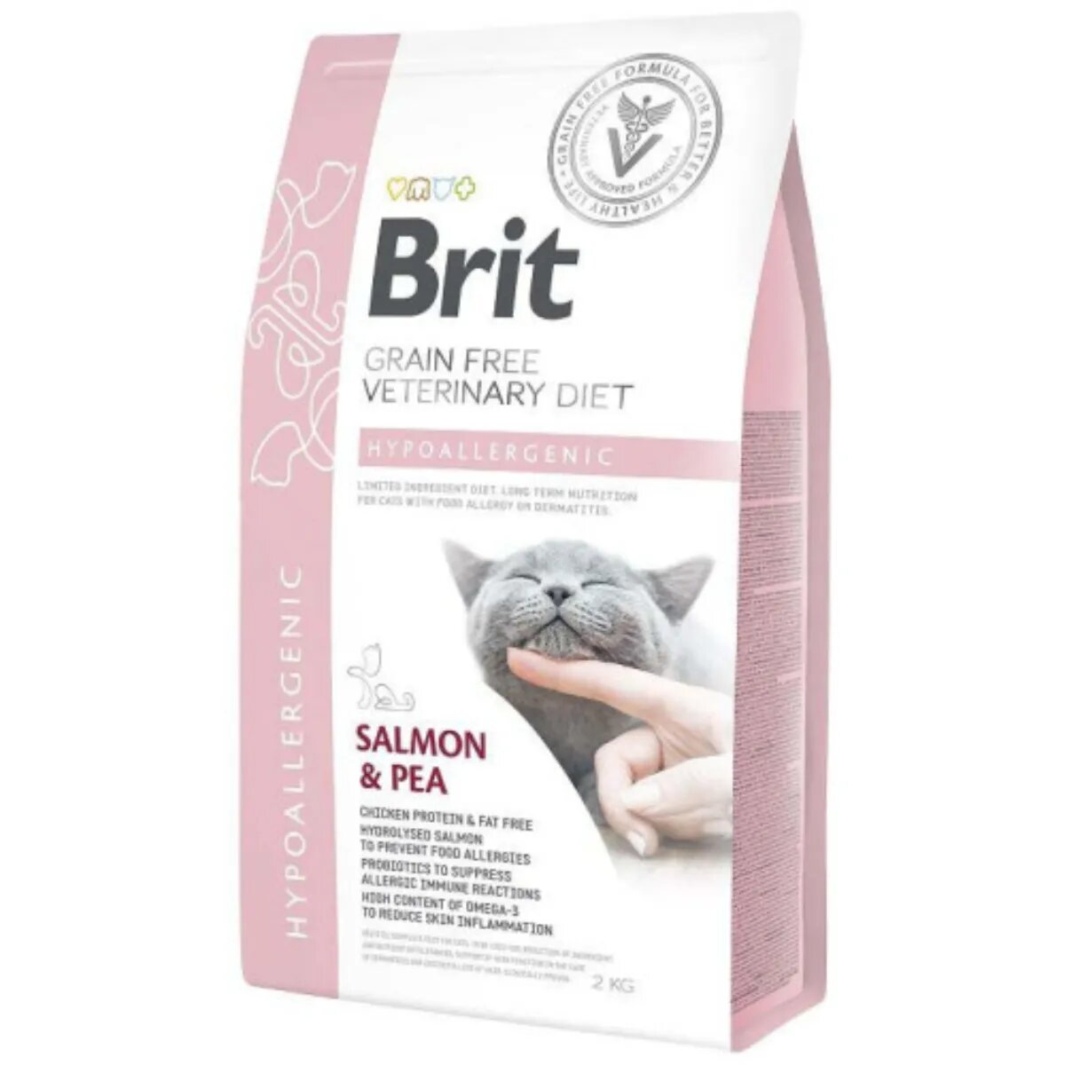 Brit Veterinary Diets BRIT VD Hypoallergenic Somon dietă veterinară hrană uscată fără cereale pisici alergii 2kg