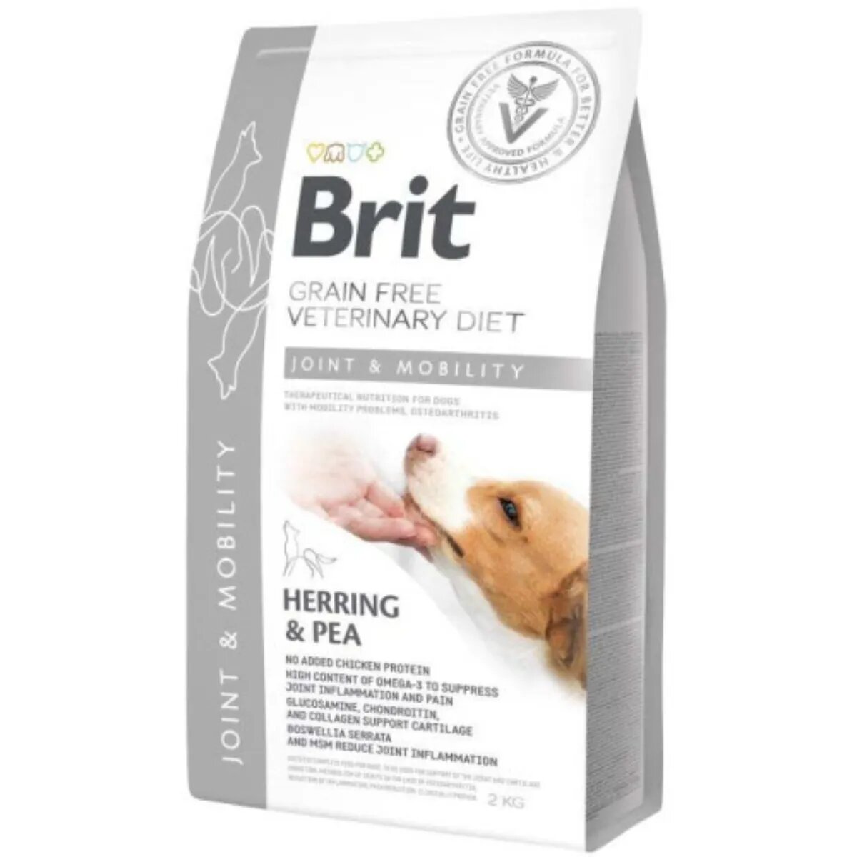 Brit Veterinary Diets BRIT VD Joint & Mobility XS-XL Hering dietă veterinară hrană uscată fără cereale câini sistem articular 2kg