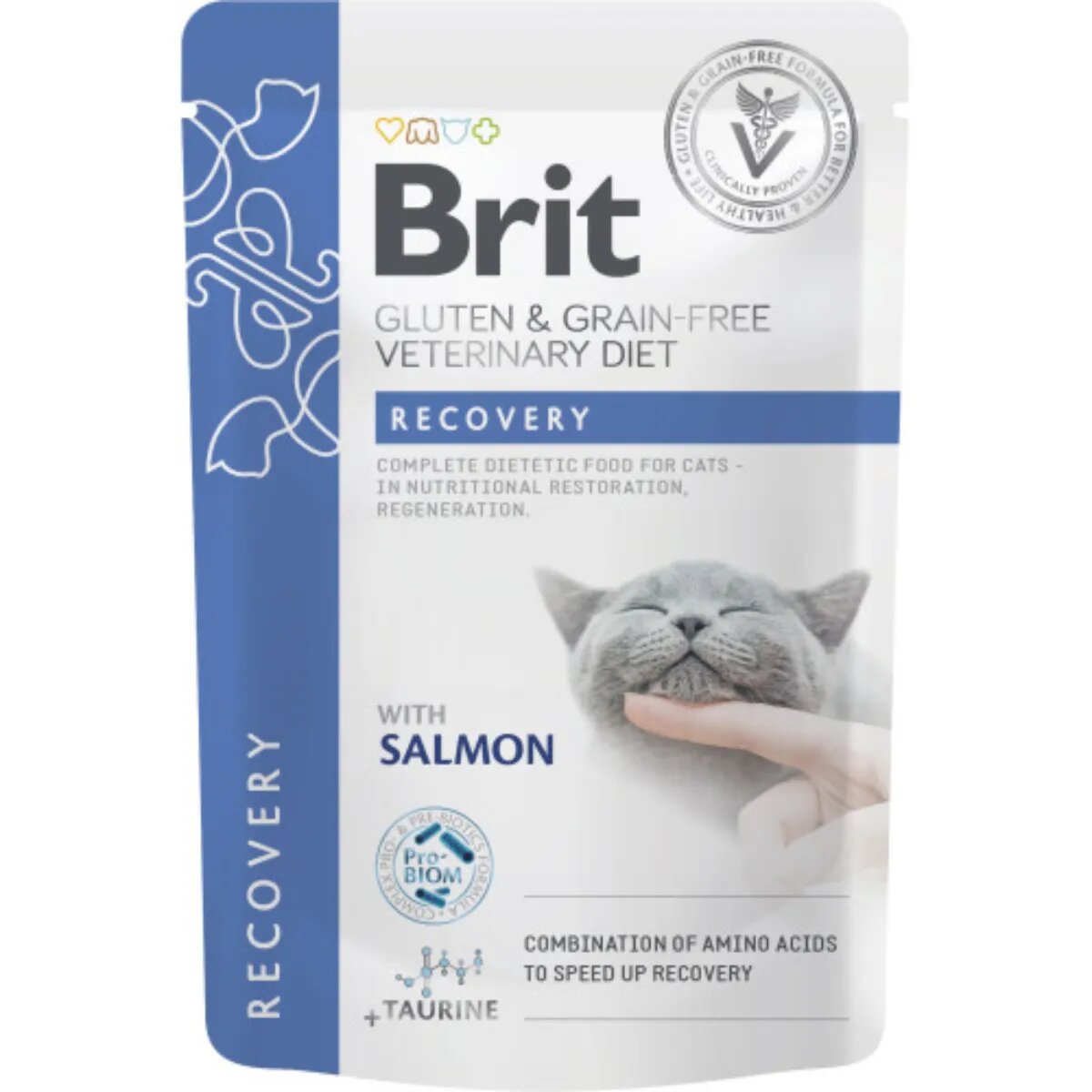 Brit Veterinary Diets BRIT VD Recovery Somon dietă veterinară plic hrană umedă fără cereale pisici convalescență (în sos) 85g
