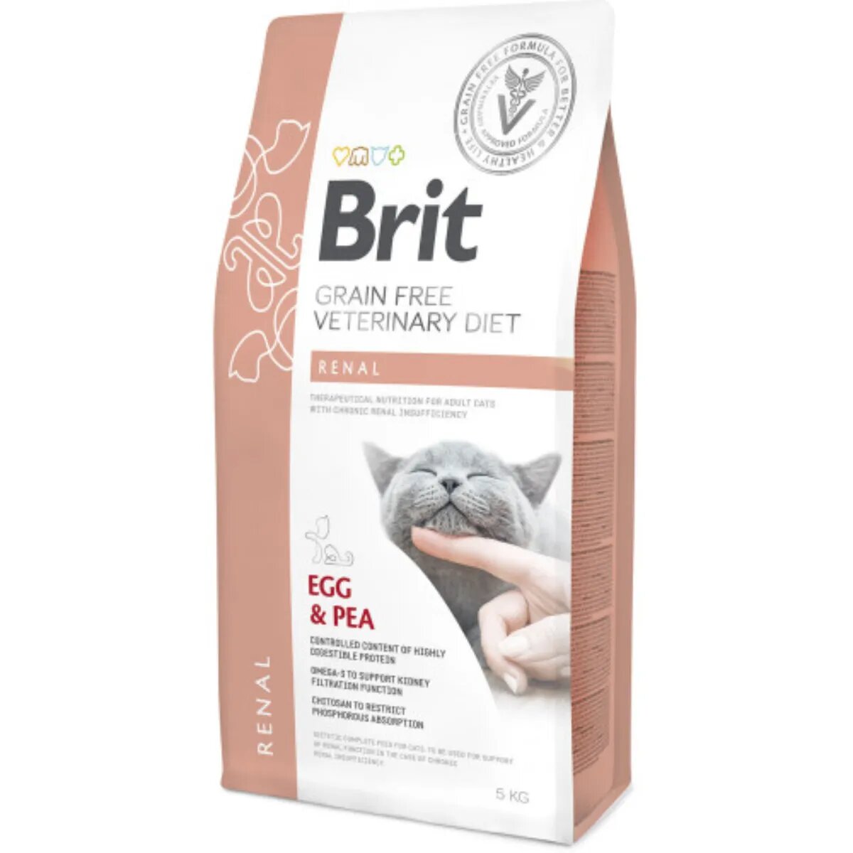 Brit Veterinary Diets BRIT VD Renal Ou dietă veterinară hrană uscată fără cereale pisici sistem renal 5kg