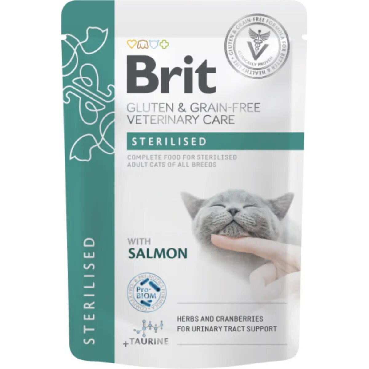 Brit Veterinary Diets BRIT VD Sterilised Somon dietă veterinară plic hrană umedă fără cereale pisici sterilizate (în sos) 85g