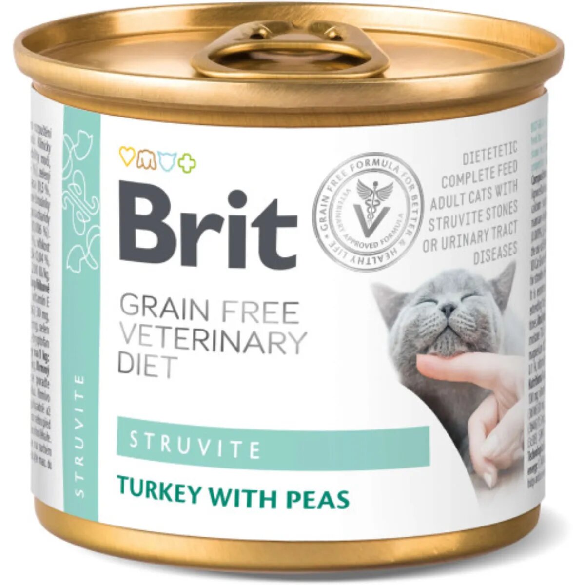 Brit Veterinary Diets BRIT VD Struvite Curcan dietă veterinară conservă hrană umedă fără cereale pisici sistem urinar (în aspic) 200g