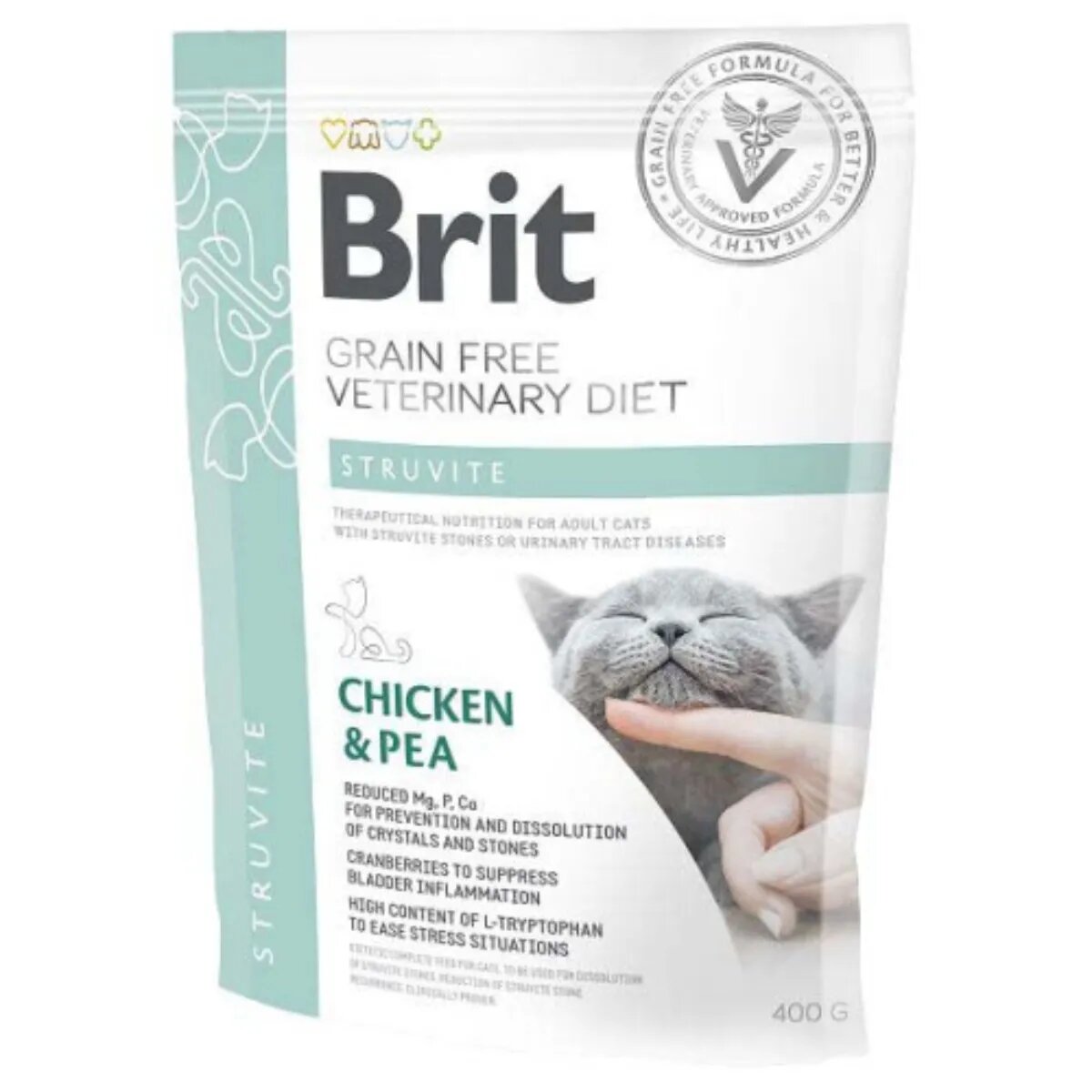 Brit Veterinary Diets BRIT VD Struvite Pui dietă veterinară hrană uscată fără cereale pisici sistem urinar 400g