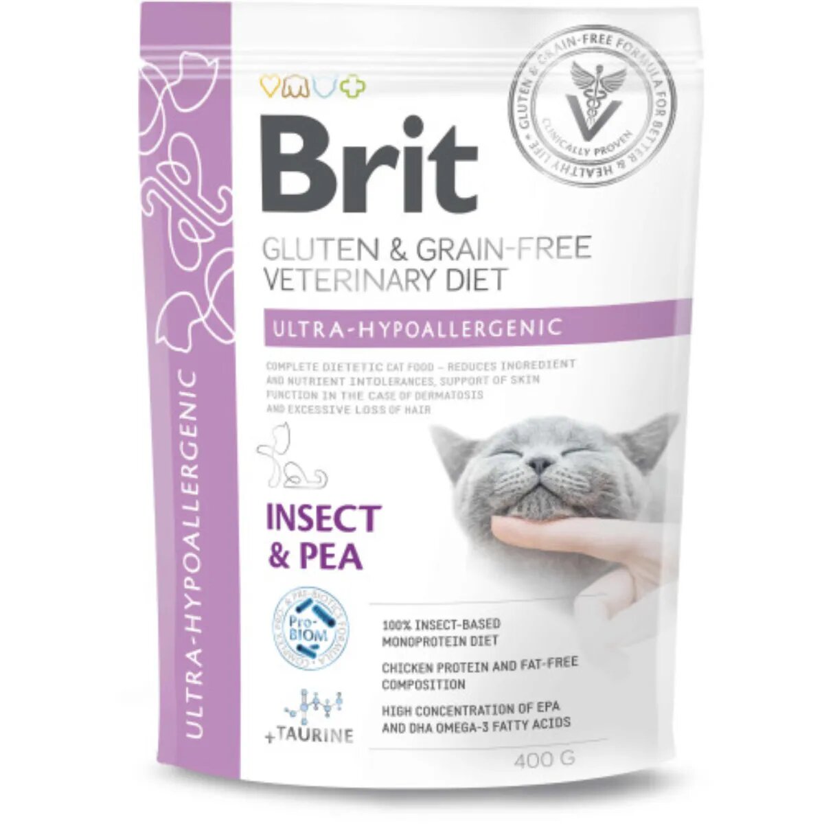 Brit Veterinary Diets BRIT VD Ultra Hypoallergenic Insecte dietă veterinară hrană uscată fără cereale pisici alergii 400g