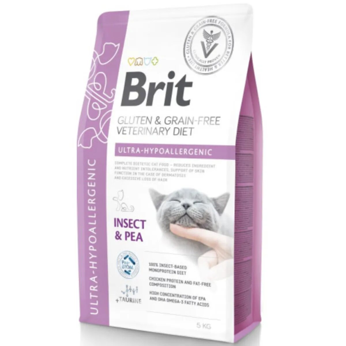 Brit Veterinary Diets BRIT VD Ultra Hypoallergenic Insecte dietă veterinară hrană uscată fără cereale pisici alergii 5kg